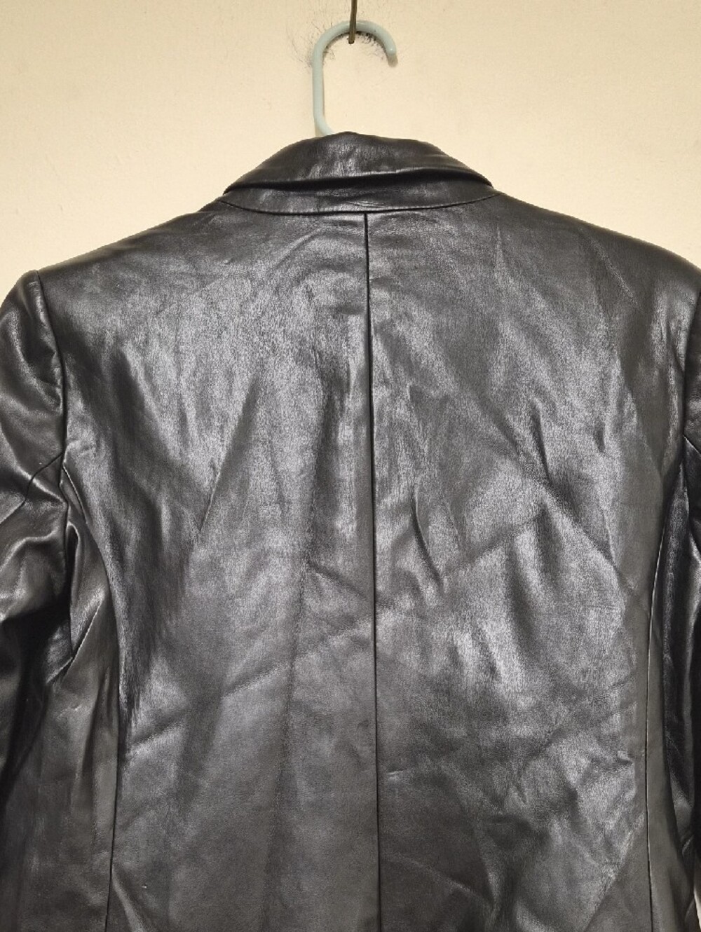 Truth Black Faux Leather Double-Breasted Blazer with Gold Buttons Size 8 - Picture 10 of 11